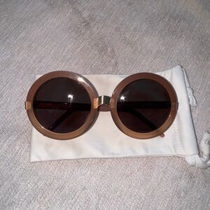 Wildfox Round Oversized Sunglasses in Brown & Gold